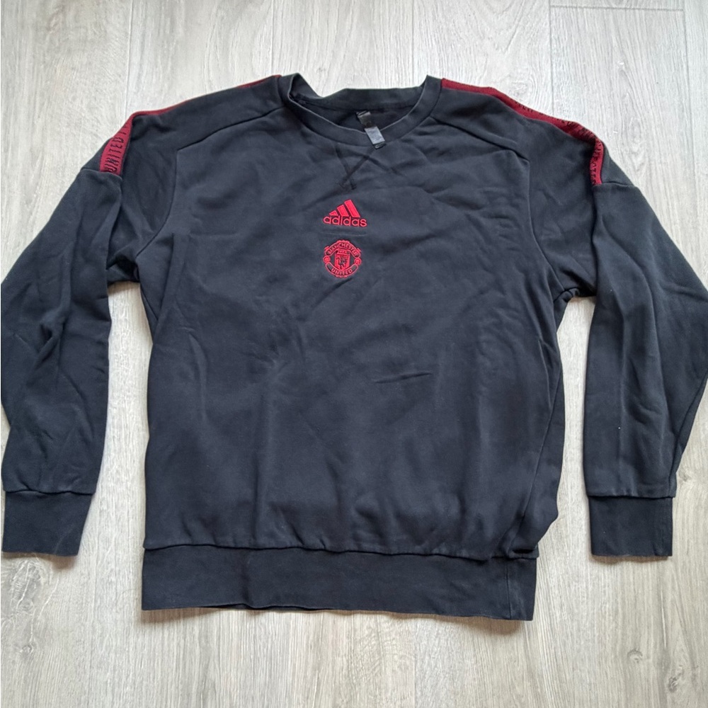 adidas Black Manchester United Crewneck Sweatshirt